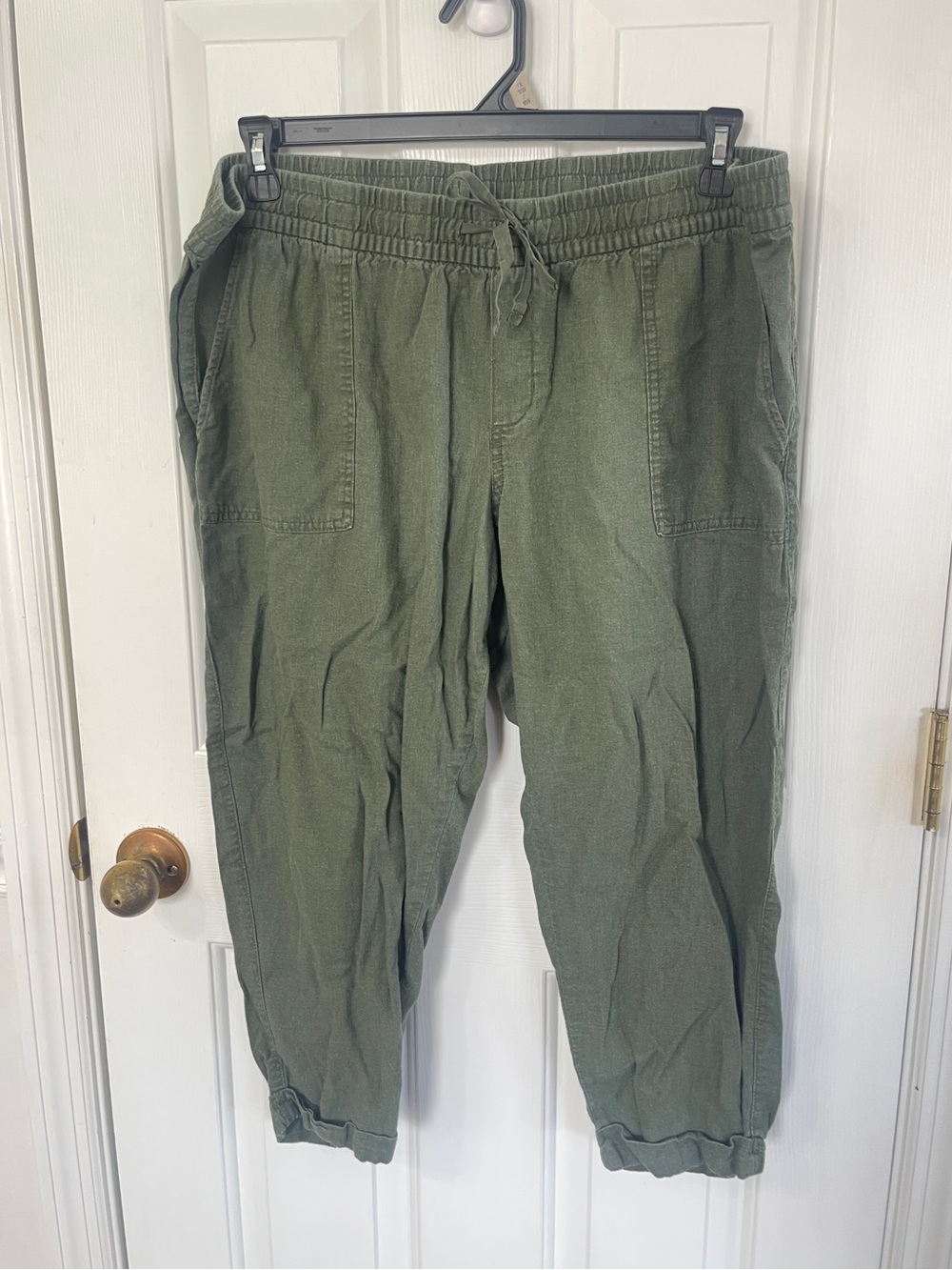 Old Navy Women Green  XL Linen Pants Cropped Vacation Beach Resortwear